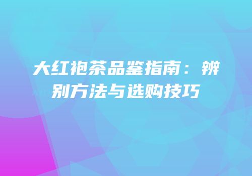 大红袍茶品鉴指南：辨别方法与选购技巧
