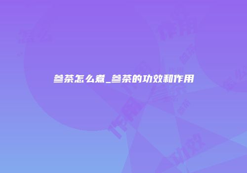 参茶怎么煮_参茶的功效和作用