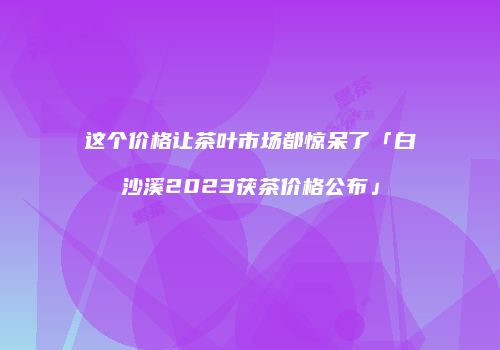 这个价格让茶叶市场都惊呆了「白沙溪2023茯茶价格公布」
