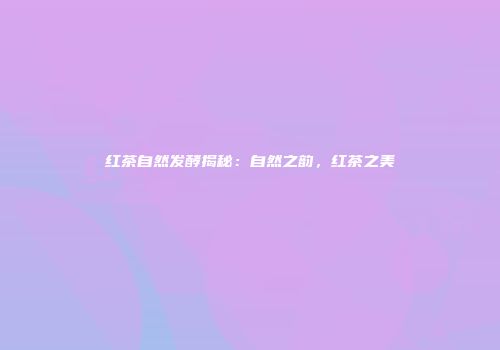 红茶自然发酵揭秘：自然之韵，红茶之美