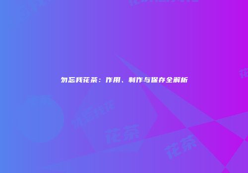 勿忘我花茶：作用、制作与保存全解析