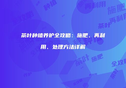 茶叶种植养护全攻略：施肥、再利用、处理方法详解