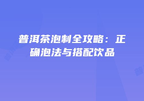 普洱茶泡制全攻略：正确泡法与搭配饮品