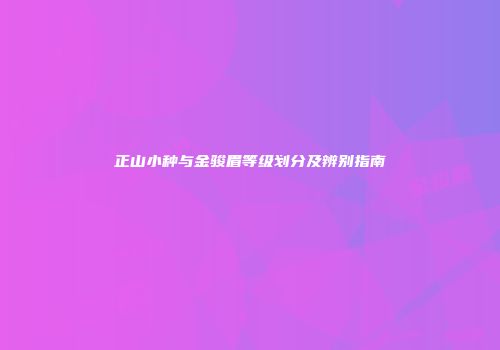 正山小种与金骏眉等级划分及辨别指南