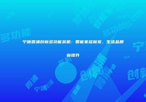 宁德霞浦创新多功能茶机：智能家居新宠，生活品质新提升