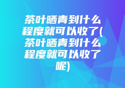 茶叶晒青到什么程度就可以收了(茶叶晒青到什么程度就可以收了呢)