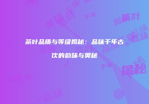 茶叶品质与等级揭秘：品味千年古饮的韵味与奥秘