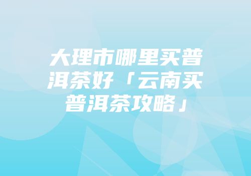 大理市哪里买普洱茶好「云南买普洱茶攻略」