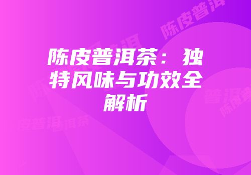 陈皮普洱茶：独特风味与功效全解析
