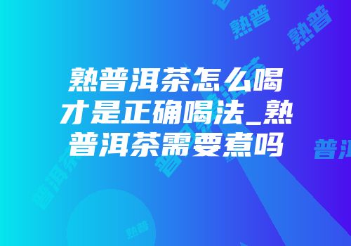 熟普洱茶怎么喝才是正确喝法_熟普洱茶需要煮吗