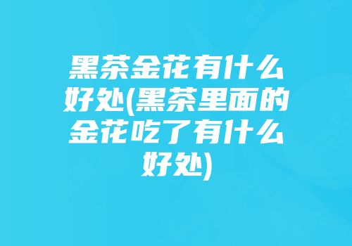 黑茶金花有什么好处(黑茶里面的金花吃了有什么好处)