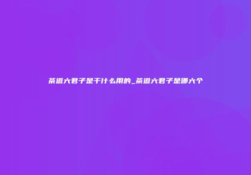 茶道六君子是干什么用的_茶道六君子是哪六个