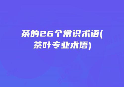 茶的26个常识术语(茶叶专业术语)