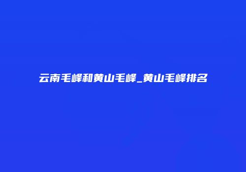 云南毛峰和黄山毛峰_黄山毛峰排名