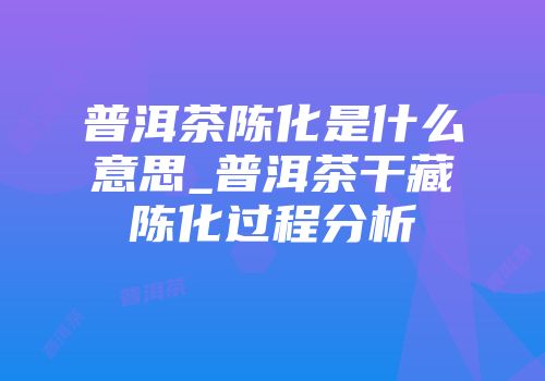 普洱茶陈化是什么意思_普洱茶干藏陈化过程分析