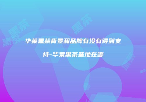 华莱黑茶背景和品牌有没有得到支持-华莱黑茶基地在哪