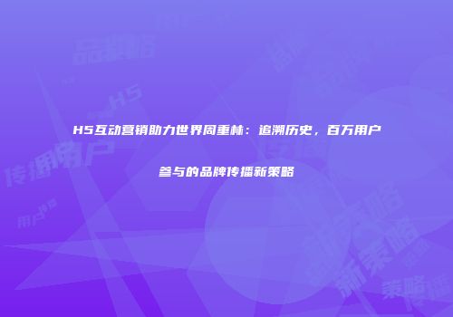 H5互动营销助力世界周重林：追溯历史，百万用户参与的品牌传播新策略