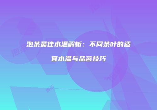 泡茶最佳水温解析：不同茶叶的适宜水温与品茗技巧