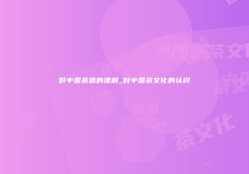 对中国茶道的理解_对中国茶文化的认识