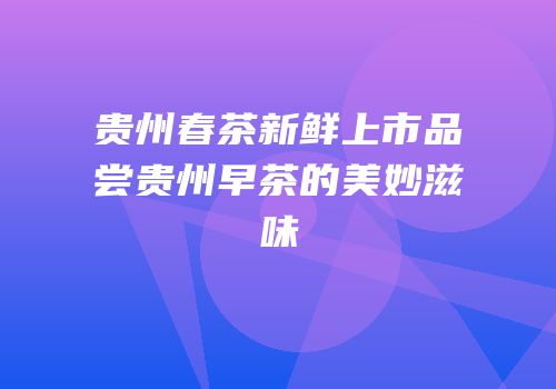贵州春茶新鲜上市品尝贵州早茶的美妙滋味