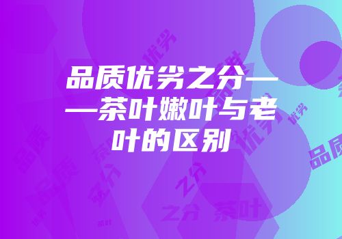 品质优劣之分——茶叶嫩叶与老叶的区别