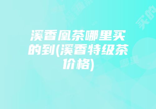 溪香凰茶哪里买的到(溪香特级茶价格)