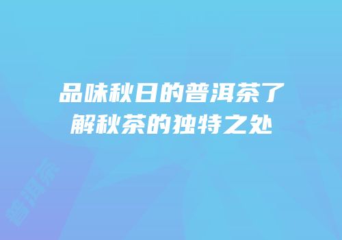 品味秋日的普洱茶了解秋茶的独特之处