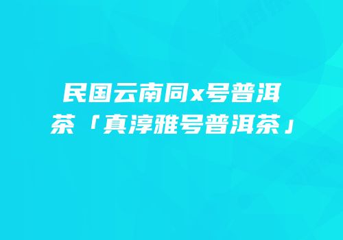 民国云南同x号普洱茶「真淳雅号普洱茶」