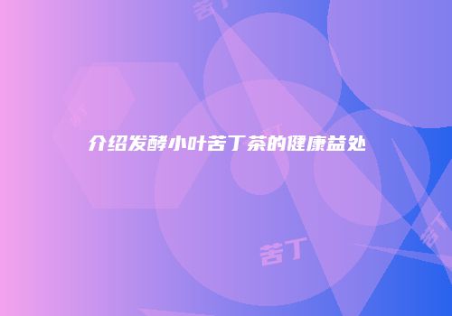 介绍发酵小叶苦丁茶的健康益处