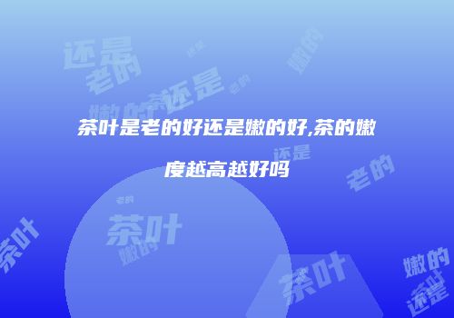 茶叶是老的好还是嫩的好,茶的嫩度越高越好吗