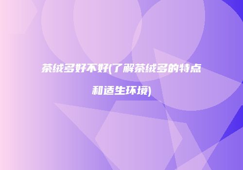 茶绒多好不好(了解茶绒多的特点和适生环境)