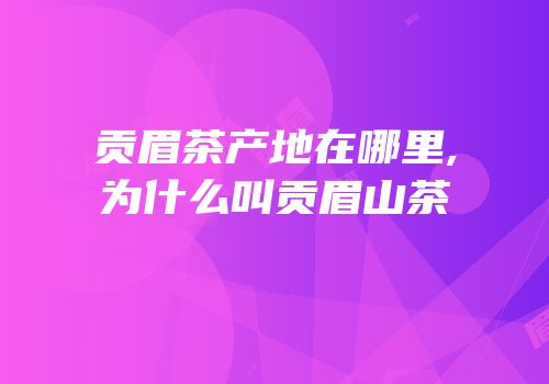 贡眉茶产地在哪里,为什么叫贡眉山茶