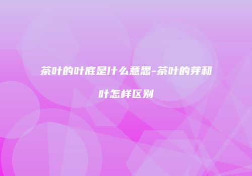 茶叶的叶底是什么意思-茶叶的芽和叶怎样区别