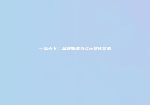 一品天下：品牌溯源与多元文化体验