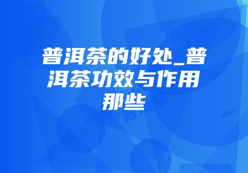 普洱茶的好处_普洱茶功效与作用那些