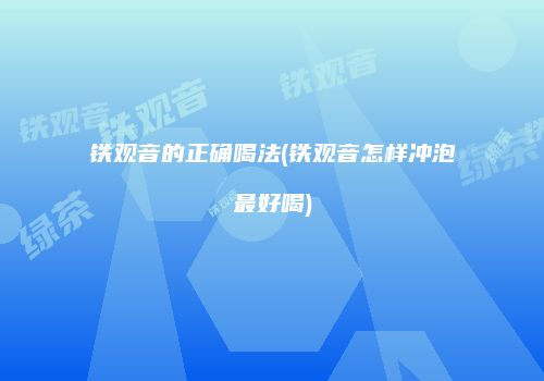 铁观音的正确喝法(铁观音怎样冲泡最好喝)