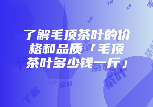 了解毛顶茶叶的价格和品质「毛顶茶叶多少钱一斤」