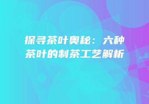 探寻茶叶奥秘：六种茶叶的制茶工艺解析