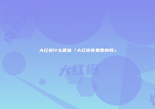 大红袍什么香味「大红袍有果香的吗」