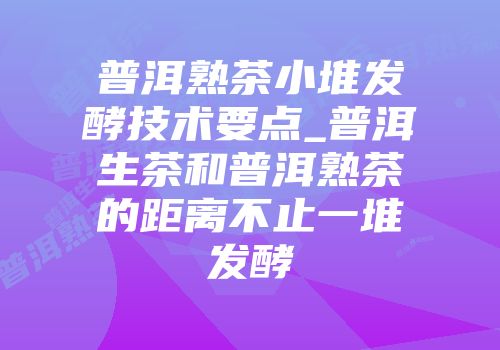 普洱熟茶小堆发酵技术要点_普洱生茶和普洱熟茶的距离不止一堆发酵