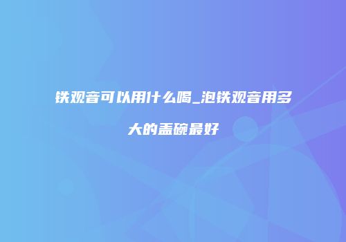 铁观音可以用什么喝_泡铁观音用多大的盖碗最好
