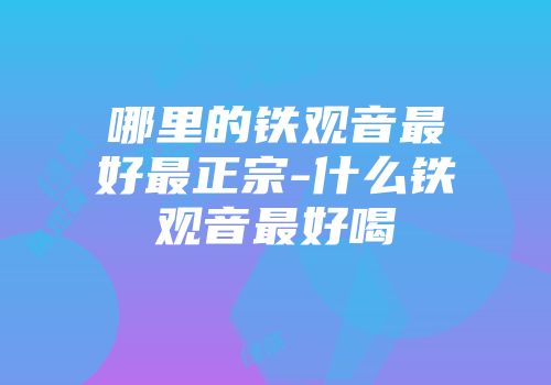 哪里的铁观音最好最正宗-什么铁观音最好喝