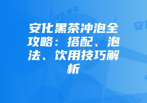 安化黑茶冲泡全攻略：搭配、泡法、饮用技巧解析
