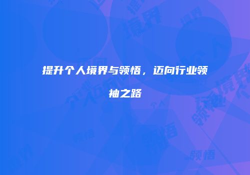 提升个人境界与领悟，迈向行业领袖之路