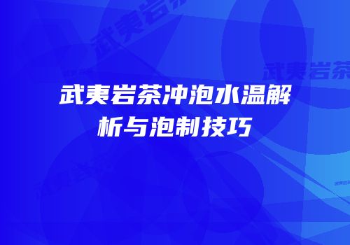 武夷岩茶冲泡水温解析与泡制技巧