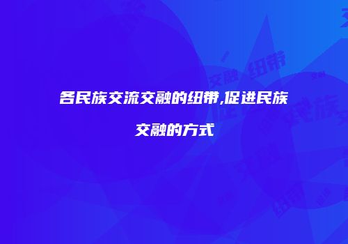 各民族交流交融的纽带,促进民族交融的方式