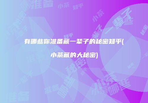 有哪些你准备藏一辈子的秘密知乎(小茶藏的大秘密)
