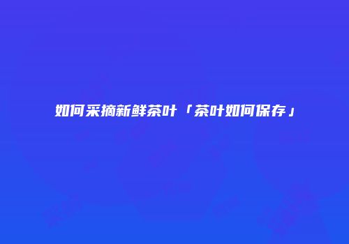 如何采摘新鲜茶叶「茶叶如何保存」