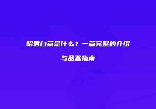 昭君白茶是什么？一篇完整的介绍与品鉴指南