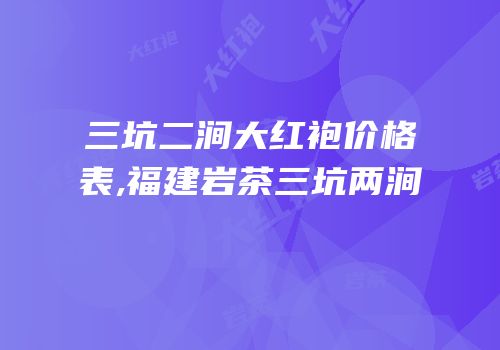 三坑二涧大红袍价格表,福建岩茶三坑两涧
